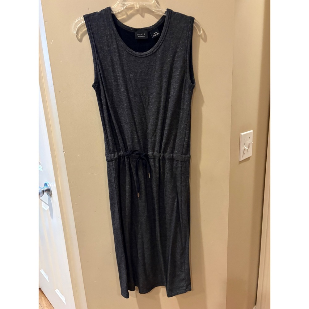 Press Womens Charcoal Gray Fleece Lined Sleeveless Drawstring‎ Midi Dress Sz XS